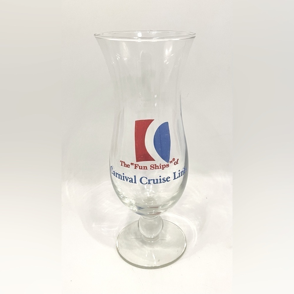 Vintage Carnival Cruise Line Hurricane 8” Cocktail Glass The Fun Ships Souvenirs